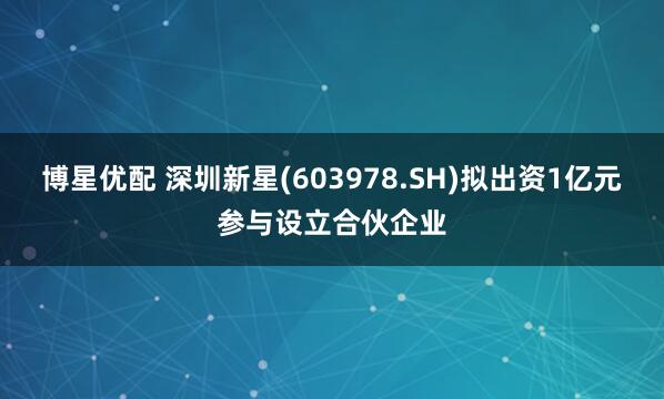 博星优配 深圳新星(603978.SH)拟出资1亿元参与设立合伙企业