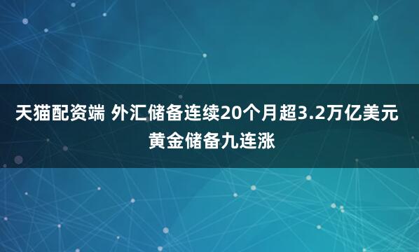 天猫配资端 外汇储备连续20个月超3.2万亿美元  黄金储备九连涨